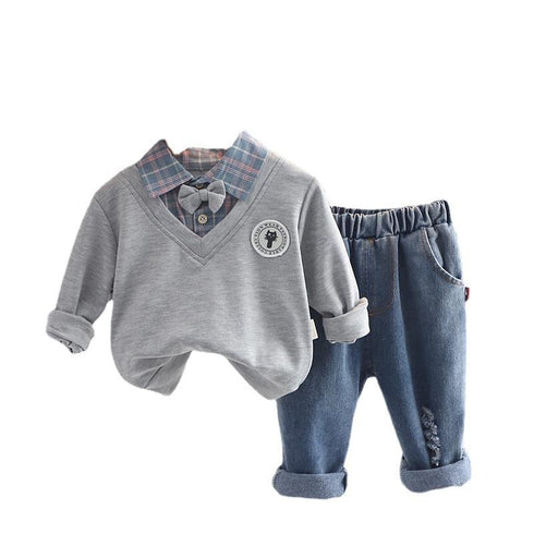Spring and Autumn Boys Long Sleeve Set Two-Piece Set